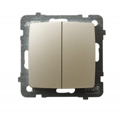 Łącznik dwugrupowy podwójny świecznikowy Ecru Perłowy ŁP-2S/m/42 Karo OSPEL Wyłącznik zaciski gwintowe Ecru