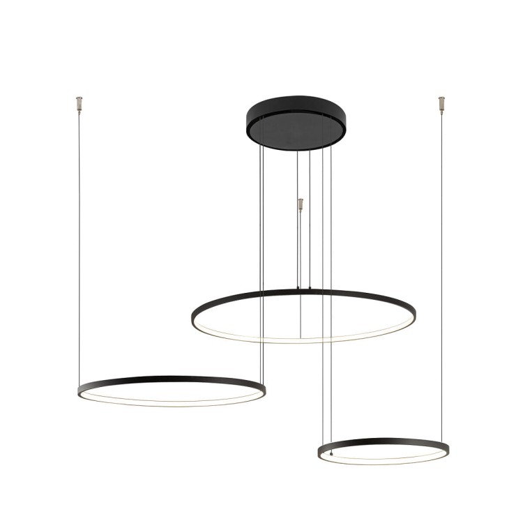 Lampa sufitowa wisząca Industrialna Loft CIRCOLO LED SH-60/45/30 10817 NOWODVORSKI Lighting 3000K 45W oświetleniowa żyrandol nowoczesna metal z trzech kół okręgów czarna czarny zwis Inspiracje Premium