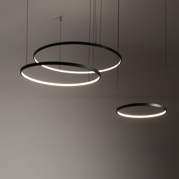 Lampa sufitowa wisząca Industrialna Loft CIRCOLO LED SH-60/45/30 10817 NOWODVORSKI Lighting 3000K 45W oświetleniowa żyrandol nowoczesna metal z trzech kół okręgów czarna czarny zwis Inspiracje Premium