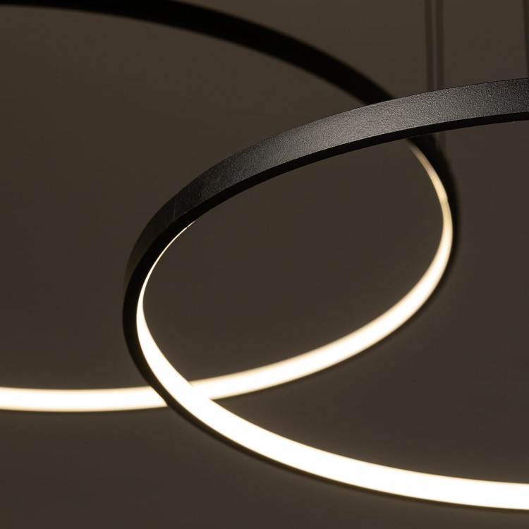 Lampa sufitowa wisząca Industrialna Loft CIRCOLO LED SH-60/45/30 10817 NOWODVORSKI Lighting 3000K 45W oświetleniowa żyrandol nowoczesna metal z trzech kół okręgów czarna czarny zwis Inspiracje Premium