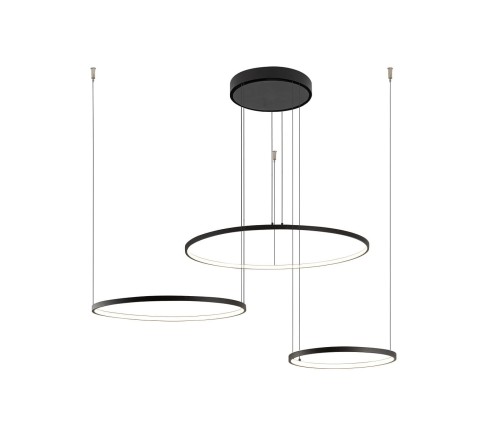 Lampa sufitowa wisząca Industrialna Loft CIRCOLO LED SH-60/45/30 10817 NOWODVORSKI Lighting 3000K 45W oświetleniowa żyrandol nowoczesna metal z trzech kół okręgów czarna czarny zwis Inspiracje Premium