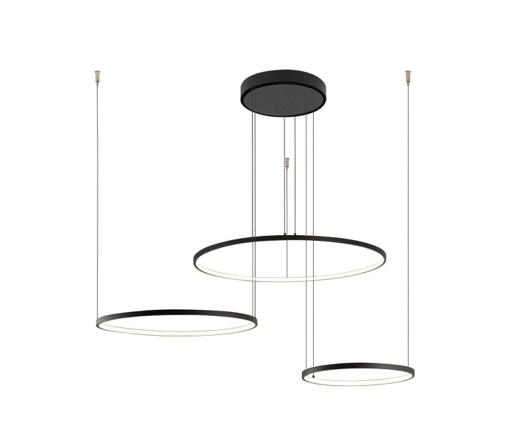Lampa sufitowa wisząca Industrialna Loft CIRCOLO LED SH-60/45/30 10867 NOWODVORSKI Lighting 4000K 45W oświetleniowa żyrandol nowoczesna metal z trzech kół okręgów czarna czarny zwis Inspiracje Premium