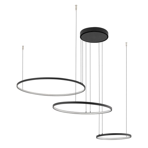 Lampa sufitowa wisząca Industrialna Loft CIRCOLO LED SH-60/45/30 10867 NOWODVORSKI Lighting 4000K 45W oświetleniowa żyrandol nowoczesna metal z trzech kół okręgów czarna czarny zwis Inspiracje Premium
