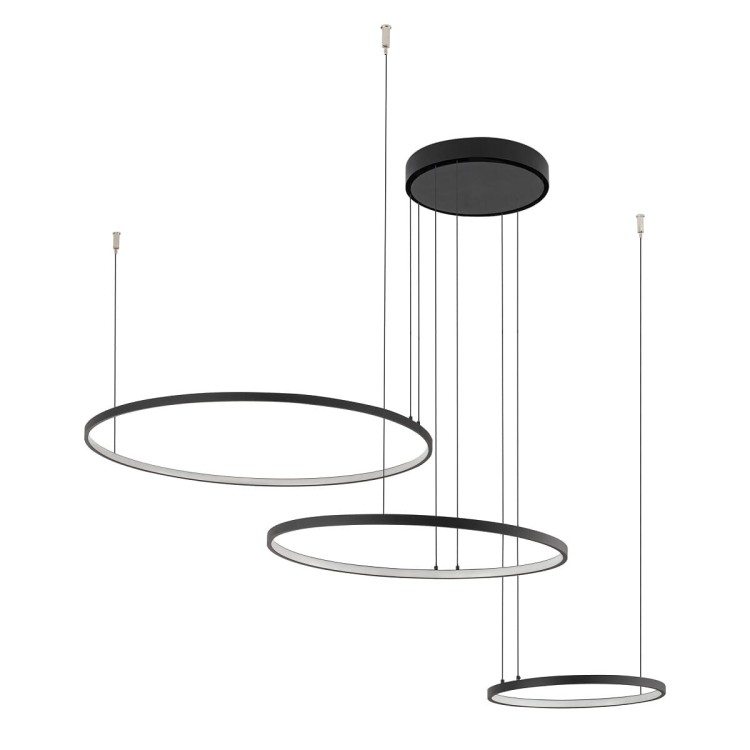 Lampa sufitowa wisząca Industrialna Loft CIRCOLO LED SH-60/45/30 10867 NOWODVORSKI Lighting 4000K 45W oświetleniowa żyrandol nowoczesna metal z trzech kół okręgów czarna czarny zwis Inspiracje Premium