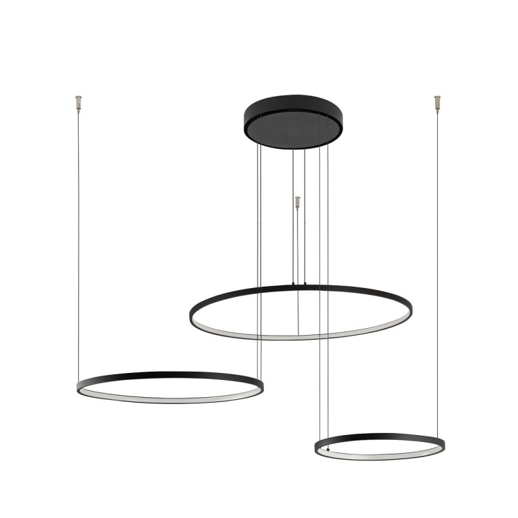 Lampa sufitowa wisząca Industrialna Loft CIRCOLO LED SH-60/45/30 10867 NOWODVORSKI Lighting 4000K 45W oświetleniowa żyrandol nowoczesna metal z trzech kół okręgów czarna czarny zwis Inspiracje Premium