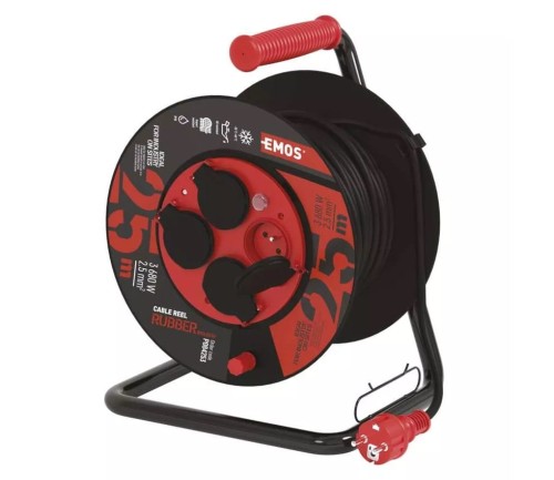 Przedłużacz bębnowy otwarty 4 gniazda 25m zwijany 3x2,5 IP44 P084253 Emos