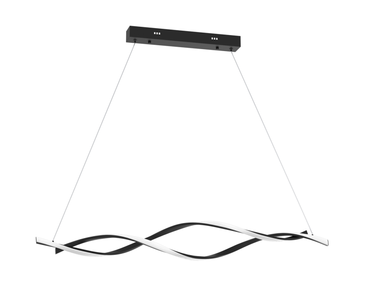 Lampa sufitowa wisząca fale Industrialna Loft GRANT BLACK 38W LED ML8609 Milagro 4000K 100cm nowoczesna oprawa oświetleniowa wyginana metal żyrandol czarny czarna zwis Inspiracje Premium