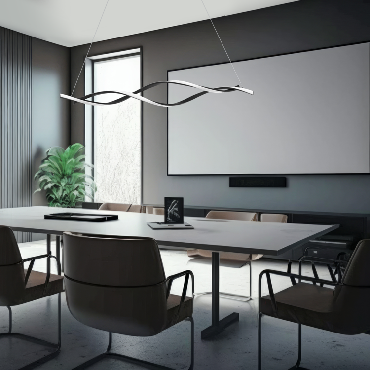 Lampa sufitowa wisząca fale Industrialna Loft GRANT BLACK 38W LED ML8609 Milagro 4000K 100cm nowoczesna oprawa oświetleniowa wyginana metal żyrandol czarny czarna zwis Inspiracje Premium