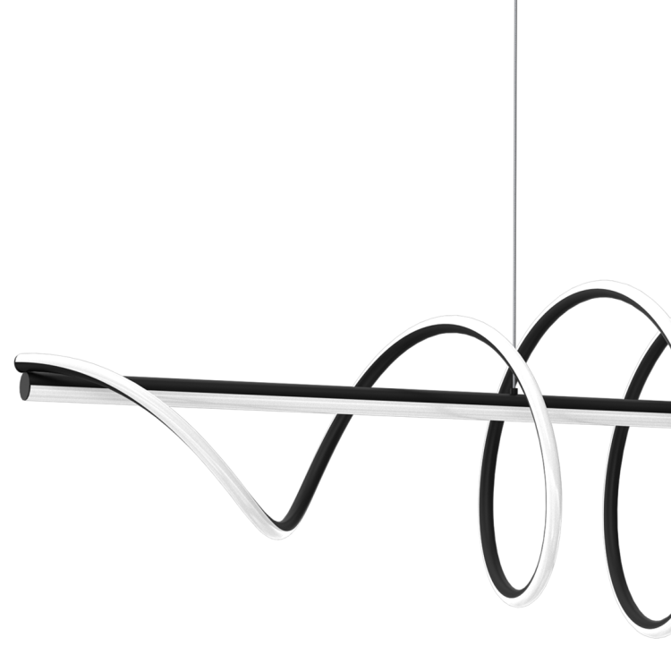Lampa sufitowa wisząca fale Industrialna Loft TWIST BLACK 90W LED ML8608 Milagro 4000K 111cm nowoczesna oprawa oświetleniowa wyginana metal żyrandol czarny czarna zwis Inspiracje Premium
