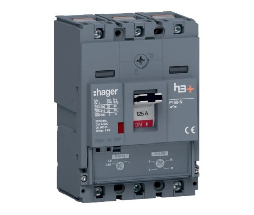 Wyłącznik mocy MCCB h3+ P160 3P 125A HHS125DC Hager 25kA TM