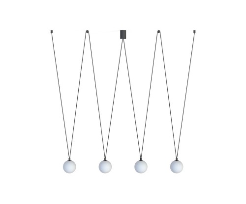 Lampa sufitowa wisząca Industrialna Loft SLING IV 10354 NOWODVORSKI Lighting 4x G9 nowoczesna oprawa oświetleniowa kula kule białe metal żyrandol czarna poczwórna zwis Inspiracje Premium