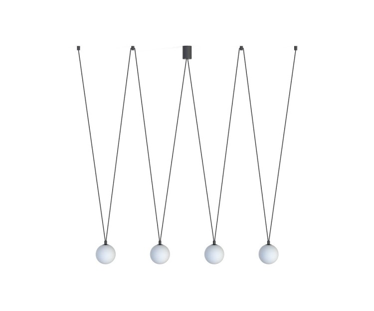 Lampa sufitowa wisząca Industrialna Loft SLING IV 10354 NOWODVORSKI Lighting 4x G9 nowoczesna oprawa oświetleniowa kula kule białe metal żyrandol czarna poczwórna zwis Inspiracje Premium