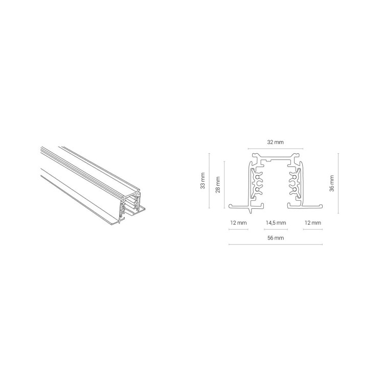 Szynoprzewód Szyna 1m trójfazowa CTLS RECESSED TRACK 3 CIRCUIT 1M BLACK 8692 NOWODVORSKI Lighting Loft nowoczesna 3 fazowa 3F sufitowy ścienny oświetlenie szynowe listwa podtynkowa 230V czarny Inspiracje Premium