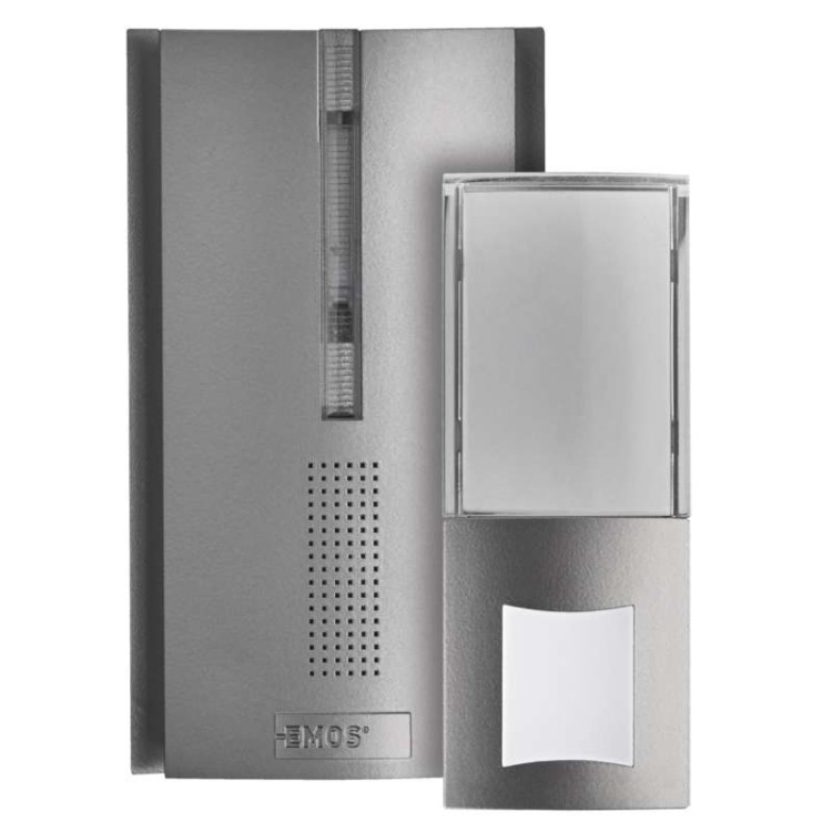 Dzwonek bezprzewodowy P5763 Emos 120m z Self-Learning Repeater Srebrny