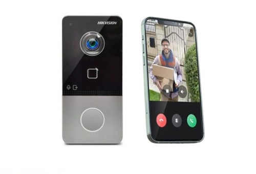 Zestaw wideodomofonowy komplet DS-KV6113-WPE1(C) HIKVISION SMART wideodomofon dzwonek bezprzewodowy z WiFi bezsłuchawkowy 12V sterowanie furtką Inteligentny sterowany telefonem do samodzielnej pracy lub do współpracy z monitorami IP Hikvision II generacji