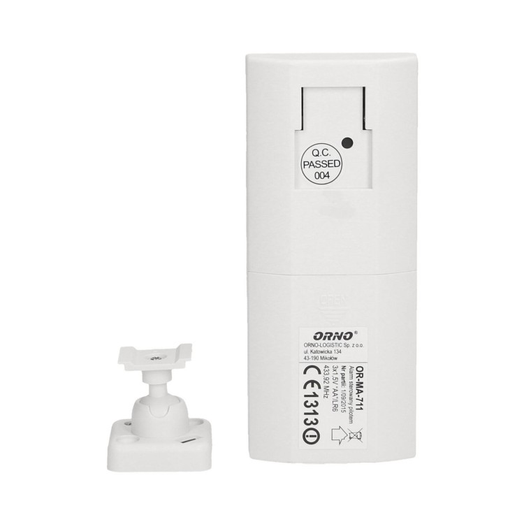 Alarm bezprzewodowy z wbudowaną syreną sterowany pilotem 6m OR-MA-711 Orno bateryjny 3xAA 100dB 100° IP20