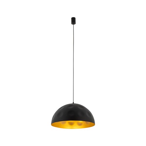 Lampa sufitowa wisząca Industrialna Loft HEMISPHERE HIT BLACK-GOLD L 10703 NOWODVORSKI Lighting E27 x1 50cm oświetleniowa żyrandol nowoczesna metal do Kuchni Jadalni nad stół blat wyspę z przetłoczeniami czarno-złota satynowy zwis Inspiracje Premium
