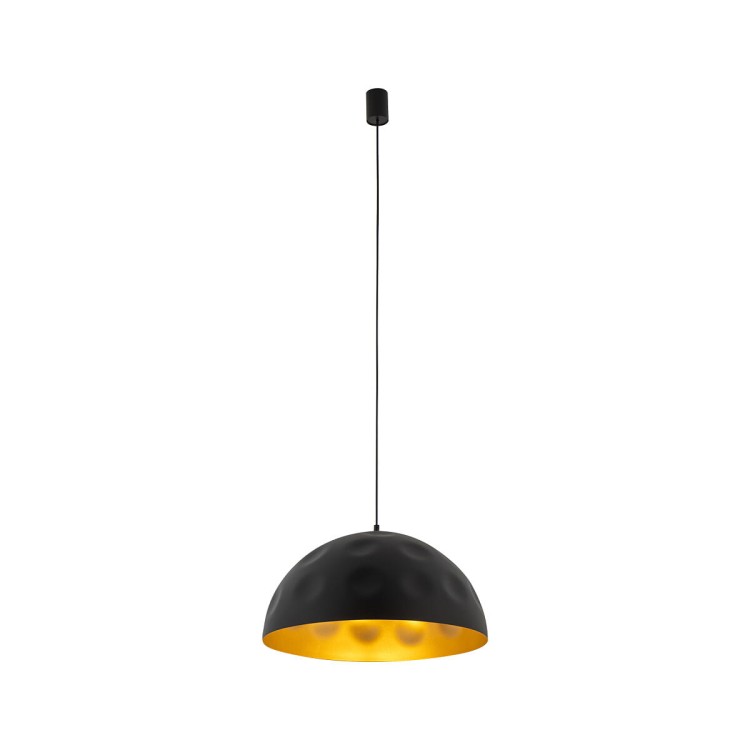 Lampa sufitowa wisząca Industrialna Loft HEMISPHERE HIT BLACK-GOLD L 10703 NOWODVORSKI Lighting E27 x1 50cm oświetleniowa żyrandol nowoczesna metal do Kuchni Jadalni nad stół blat wyspę z przetłoczeniami czarno-złota satynowy zwis Inspiracje Premium