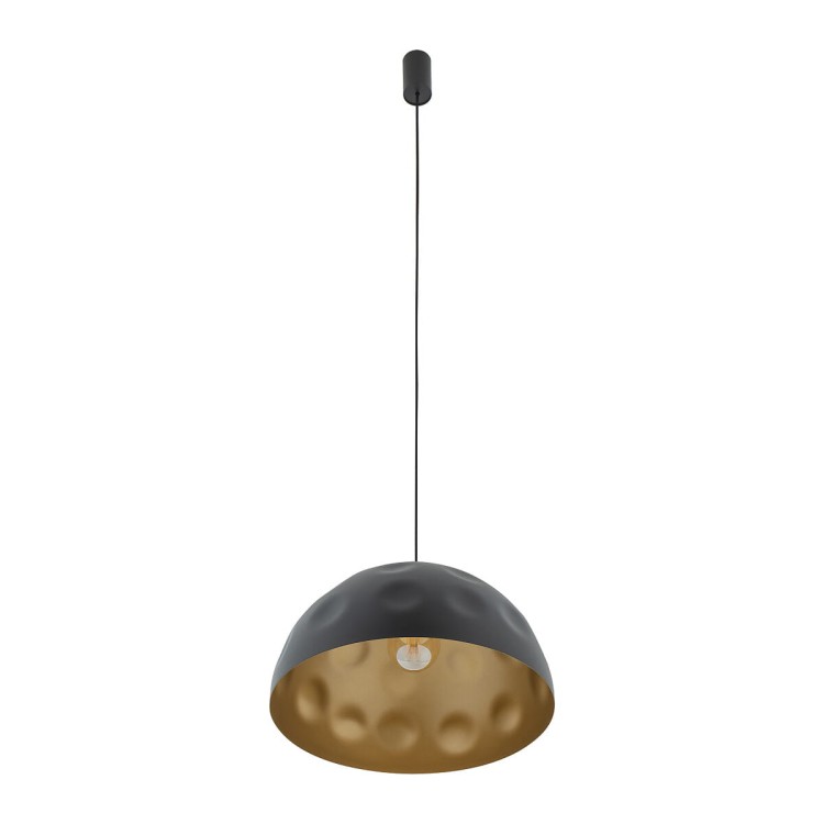 Lampa sufitowa wisząca Industrialna Loft HEMISPHERE HIT BLACK-GOLD L 10703 NOWODVORSKI Lighting E27 x1 50cm oświetleniowa żyrandol nowoczesna metal do Kuchni Jadalni nad stół blat wyspę z przetłoczeniami czarno-złota satynowy zwis Inspiracje Premium