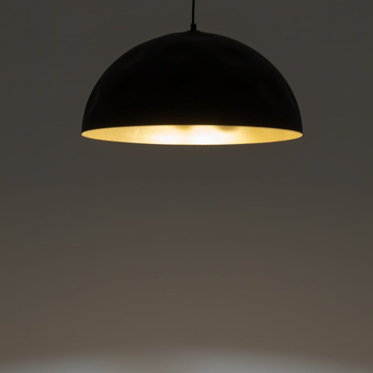 Lampa sufitowa wisząca Industrialna Loft HEMISPHERE HIT BLACK-GOLD L 10703 NOWODVORSKI Lighting E27 x1 50cm oświetleniowa żyrandol nowoczesna metal do Kuchni Jadalni nad stół blat wyspę z przetłoczeniami czarno-złota satynowy zwis Inspiracje Premium