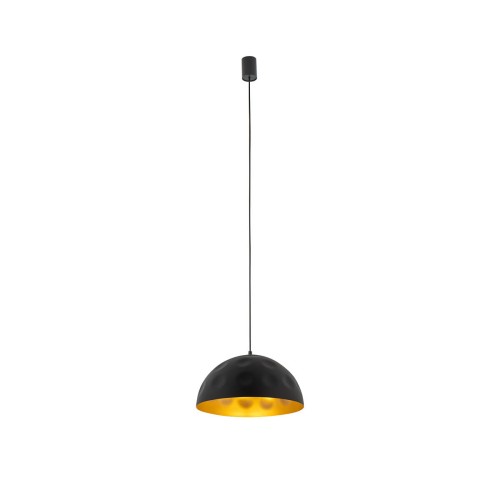 Lampa sufitowa wisząca Industrialna Loft HEMISPHERE HIT BLACK-GOLD S 10702 NOWODVORSKI Lighting E27 x1 33cm oświetleniowa żyrandol nowoczesna metal do Kuchni Jadalni nad stół blat wyspę z przetłoczeniami czarno-złota satynowy zwis Inspiracje Premium