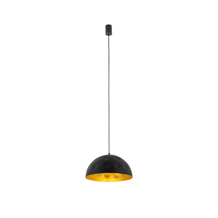Lampa sufitowa wisząca Industrialna Loft HEMISPHERE HIT BLACK-GOLD S 10702 NOWODVORSKI Lighting E27 x1 33cm oświetleniowa żyrandol nowoczesna metal do Kuchni Jadalni nad stół blat wyspę z przetłoczeniami czarno-złota satynowy zwis Inspiracje Premium