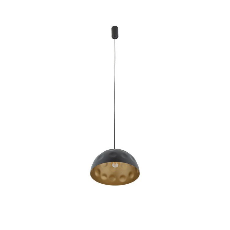 Lampa sufitowa wisząca Industrialna Loft HEMISPHERE HIT BLACK-GOLD S 10702 NOWODVORSKI Lighting E27 x1 33cm oświetleniowa żyrandol nowoczesna metal do Kuchni Jadalni nad stół blat wyspę z przetłoczeniami czarno-złota satynowy zwis Inspiracje Premium