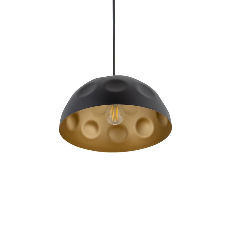 Lampa sufitowa wisząca Industrialna Loft HEMISPHERE HIT BLACK-GOLD S 10702 NOWODVORSKI Lighting E27 x1 33cm oświetleniowa żyrandol nowoczesna metal do Kuchni Jadalni nad stół blat wyspę z przetłoczeniami czarno-złota satynowy zwis Inspiracje Premium