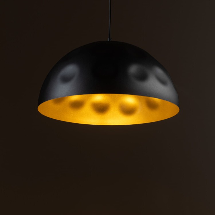 Lampa sufitowa wisząca Industrialna Loft HEMISPHERE HIT BLACK-GOLD S 10702 NOWODVORSKI Lighting E27 x1 33cm oświetleniowa żyrandol nowoczesna metal do Kuchni Jadalni nad stół blat wyspę z przetłoczeniami czarno-złota satynowy zwis Inspiracje Premium