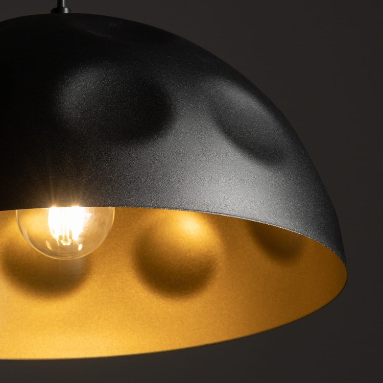 Lampa sufitowa wisząca Industrialna Loft HEMISPHERE HIT BLACK-GOLD S 10702 NOWODVORSKI Lighting E27 x1 33cm oświetleniowa żyrandol nowoczesna metal do Kuchni Jadalni nad stół blat wyspę z przetłoczeniami czarno-złota satynowy zwis Inspiracje Premium