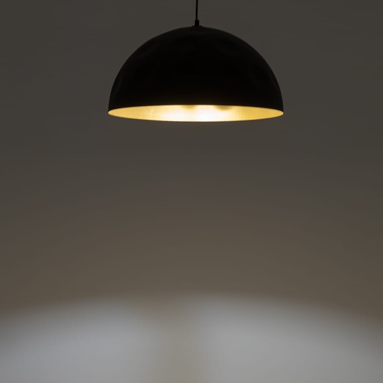 Lampa sufitowa wisząca Industrialna Loft HEMISPHERE HIT BLACK-GOLD S 10702 NOWODVORSKI Lighting E27 x1 33cm oświetleniowa żyrandol nowoczesna metal do Kuchni Jadalni nad stół blat wyspę z przetłoczeniami czarno-złota satynowy zwis Inspiracje Premium