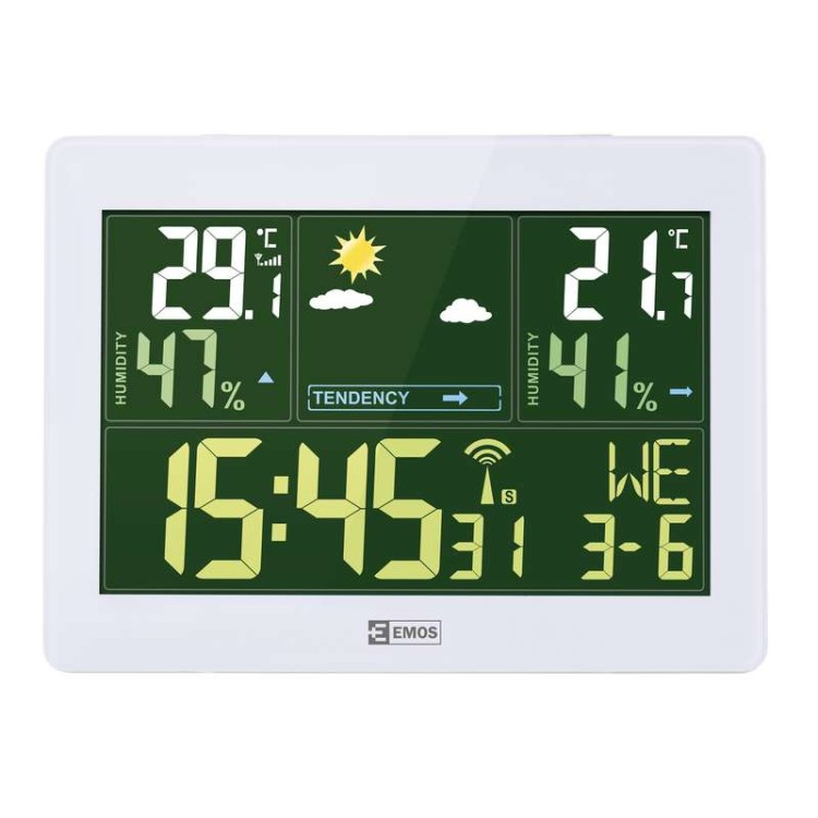 Stacja pogodowa bezprzewodowa E5062 Emos Kolorowy Wyświetlacz pogody meteo Biała