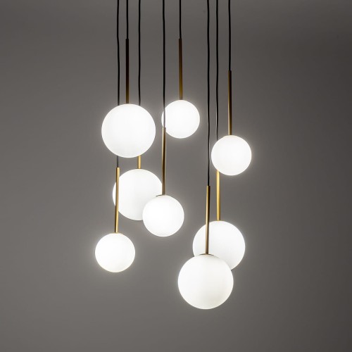 Lampa sufitowa wisząca Loft KARO VIII 10934 NOWODVORSKI Lighting 8xG9 nowoczesna oprawa oświetleniowa kula biała zwis czarno-złoty czarny czarna metal szkło Inspiracje Premium