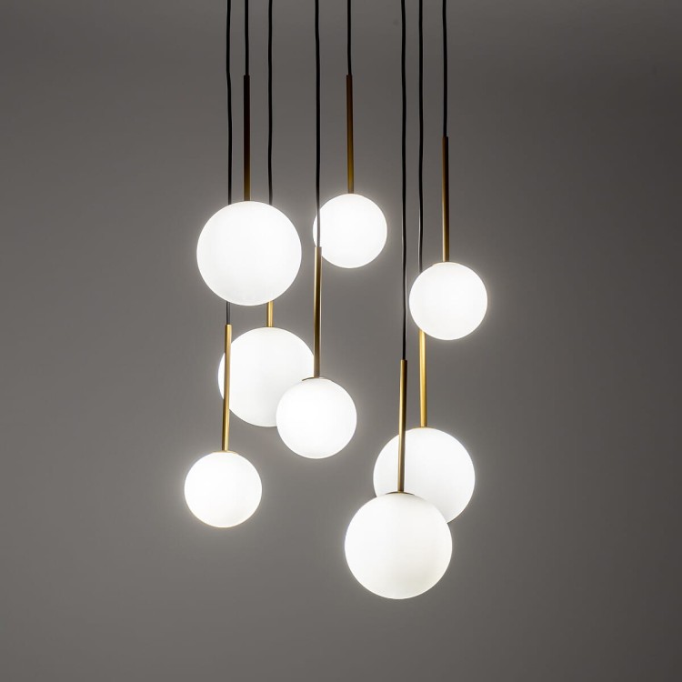 Lampa sufitowa wisząca Loft KARO VIII 10934 NOWODVORSKI Lighting 8xG9 nowoczesna oprawa oświetleniowa kula biała zwis czarno-złoty czarny czarna metal szkło Inspiracje Premium