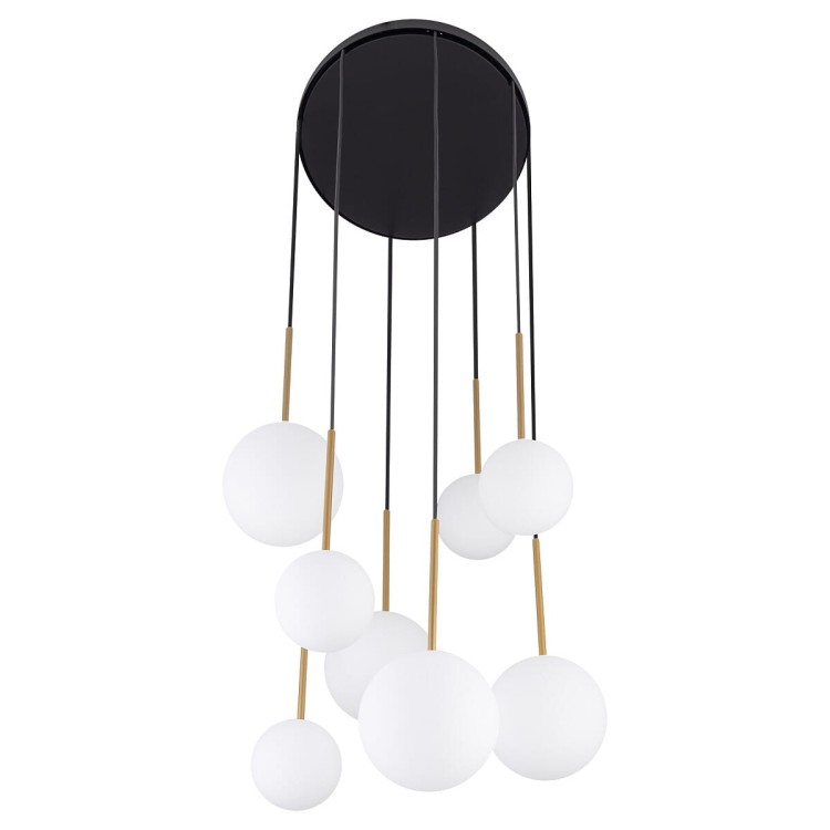 Lampa sufitowa wisząca Loft KARO VIII 10934 NOWODVORSKI Lighting 8xG9 nowoczesna oprawa oświetleniowa kula biała zwis czarno-złoty czarny czarna metal szkło Inspiracje Premium