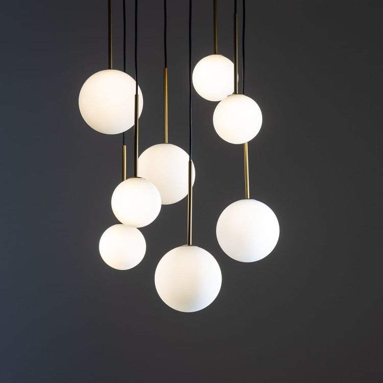 Lampa sufitowa wisząca Loft KARO VIII 10934 NOWODVORSKI Lighting 8xG9 nowoczesna oprawa oświetleniowa kula biała zwis czarno-złoty czarny czarna metal szkło Inspiracje Premium