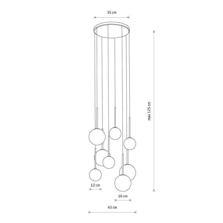 Lampa sufitowa wisząca Loft KARO VIII 10934 NOWODVORSKI Lighting 8xG9 nowoczesna oprawa oświetleniowa kula biała zwis czarno-złoty czarny czarna metal szkło Inspiracje Premium
