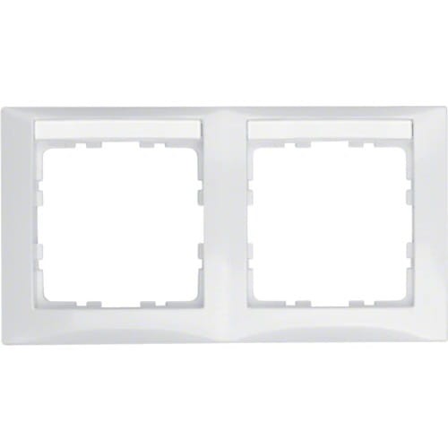 B.Kwadrat Ramka 2-krotna pozioma z polem opisowym, biały, połysk 10228919 HAGER BERKER