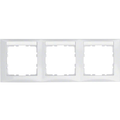 B.Kwadrat Ramka 3-krotna pozioma z polem opisowym, biały, połysk 10238919 HAGER BERKER