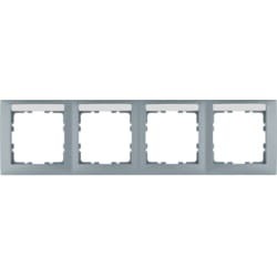 B.Kwadrat Ramka 4-krotna pozioma z polem opisowym, alu, mat 10249959 HAGER BERKER
