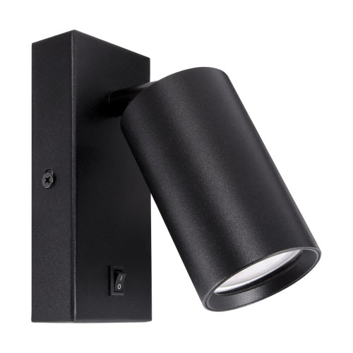 Lampa ścienna Kinkiet z włącznikiem Industrialny DARIA WLL GU10 BLACK 04094 Struhm Ideus nowoczesna oprawa oświetleniowa metalowy do sypialni czarna czarny pojedynczy