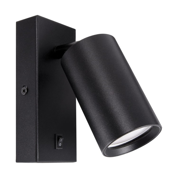 Lampa ścienna Kinkiet z włącznikiem Industrialny DARIA WLL GU10 BLACK 04094 Struhm Ideus nowoczesna oprawa oświetleniowa metalowy do sypialni czarna czarny pojedynczy