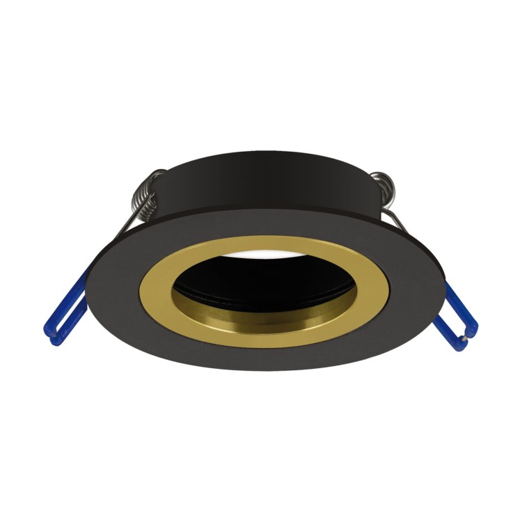 Oczko sufitowe LED okrągłe PLUTO C BLACK/GOLDEN 04237 Struhm Ideus wpuszczane do zabudowy sufitu podwieszanego lampa sufitowa oprawa punktowa czarno złote czarne czarny
