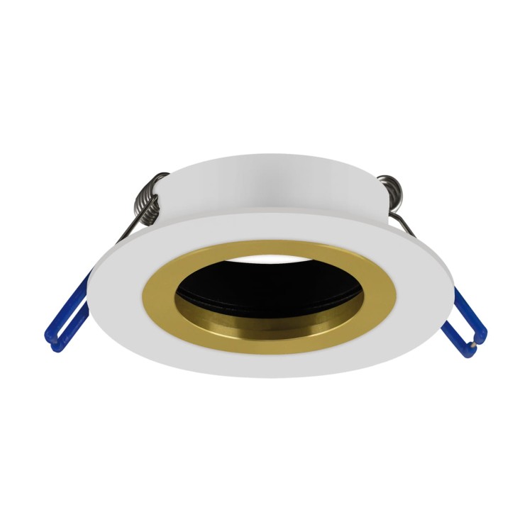 Oczko sufitowe LED okrągłe PLUTO C WHITE/GOLDEN 04236 Struhm Ideus wpuszczane do zabudowy sufitu podwieszanego lampa sufitowa oprawa punktowa biało złote białe biały