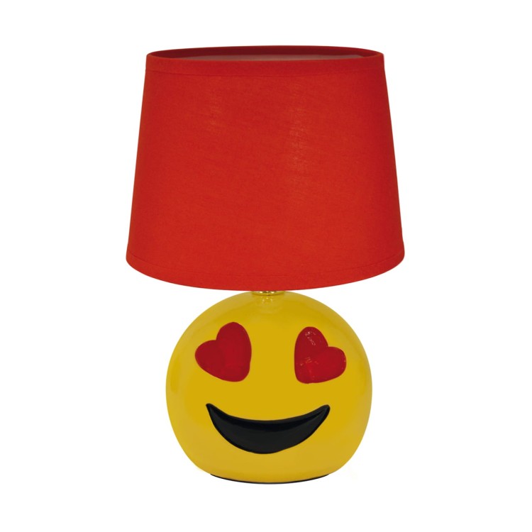 Lamka stołowa nocna EMO E14 RED 00005 Struhm Ideus lampka emotka buźka zakochana serca love Żółta