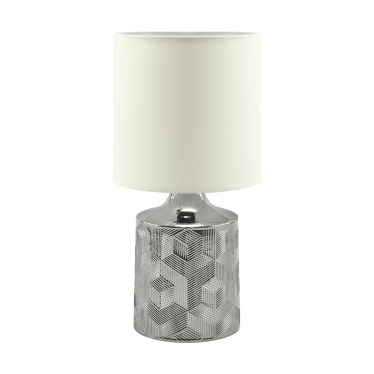 Lampa stołowa nocna LINDA E14 CHROME/WHITE 03785 Struhm Ideus lampka chrom srebrno biała