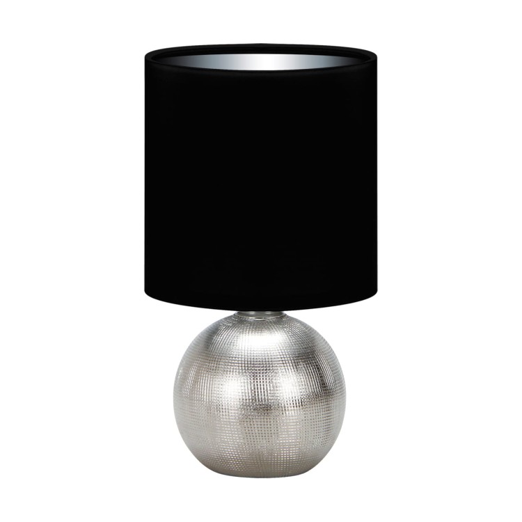 Lampa stołowa nocna PERLO E14 SILVER/BLACK 03290 Struhm Ideus lampka chrom srebrno czarna