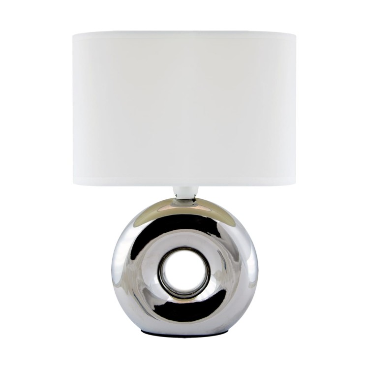 Lampa stołowa nocna GOLF E14 CHROME/WHITE 03544 Struhm Ideus lampka Chrom srebrno biała