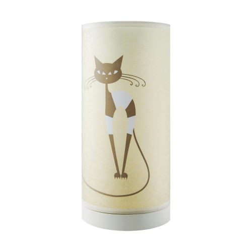 Lampa stołowa ZYTA FOOT E14 CAT 03543 Struhm Ideus Szara lampka z kotem kot żółta