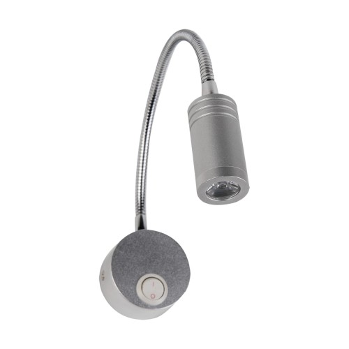 Lampa ścienno-sufitowa Kinkiet z włącznikiem Industrialny POWER LED TURNA LORI LED 1U 3W 02792 Struhm Ideus Loft nowoczesny metalowy regulowany Srebrna srebrny pojedynczy